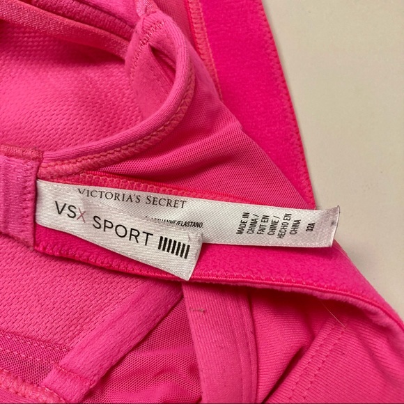 VSX VICTORIAS SECRET Sports Exercise Workout Criss Cross Halter Hot Pink Bra 32A - Picture 11 of 14